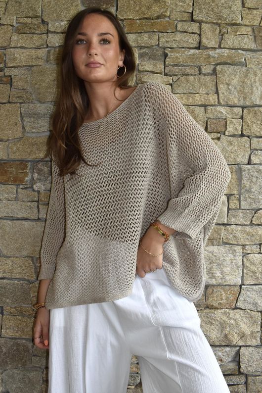 Conrad Grunge Loose Cotton Knit Mocha 